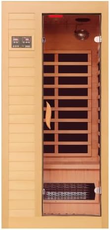 BYCDD 1-2 Person Hemlock Wood Low EMF FAR Infrared Sauna Kit for Home Indoor Outdoor Use with LED Control Panel Tempered Glass Door Steam Room Saunas Box Wood Metal Heating Method,a