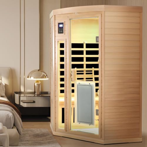 BYCDD 2 Person Hemlock Infrared Sauna Kit with Heating Panel for Home Indoor Outdoor Use, Solid Wood Steam Room Saunas Box,a