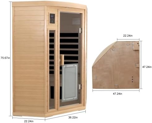 BYCDD 2 Person Hemlock Infrared Sauna Kit with Heating Panel for Home Indoor Outdoor Use, Solid Wood Steam Room Saunas Box,a
