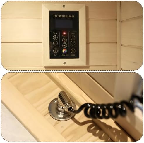 BYCDD Low EMF Three Person Far Infrared Sauna Kit by Heating Method for Home, Steam Room, Indoor Outdoor Saunas Box with Wood Glass,a