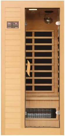 BYCDD 1-2 Person Hemlock Wood Low EMF FAR Infrared Sauna Kit for Home Indoor Outdoor Use with LED Control Panel Tempered Glass Door Steam Room Saunas Box Wood Metal Heating Method,a