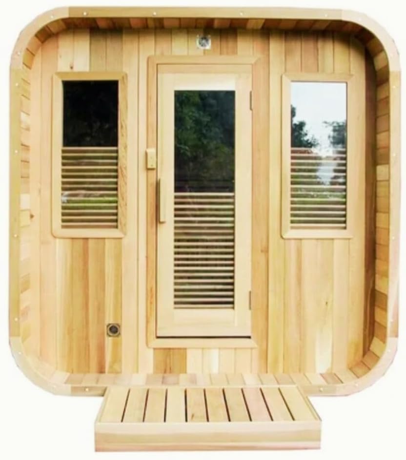 Cedar Cube Sauna - Outdoor 2 Person Saunas for Home & Sauna Bath Rooms - Sunlighten Sauna Steam Bath Room for Relaxation & Detox