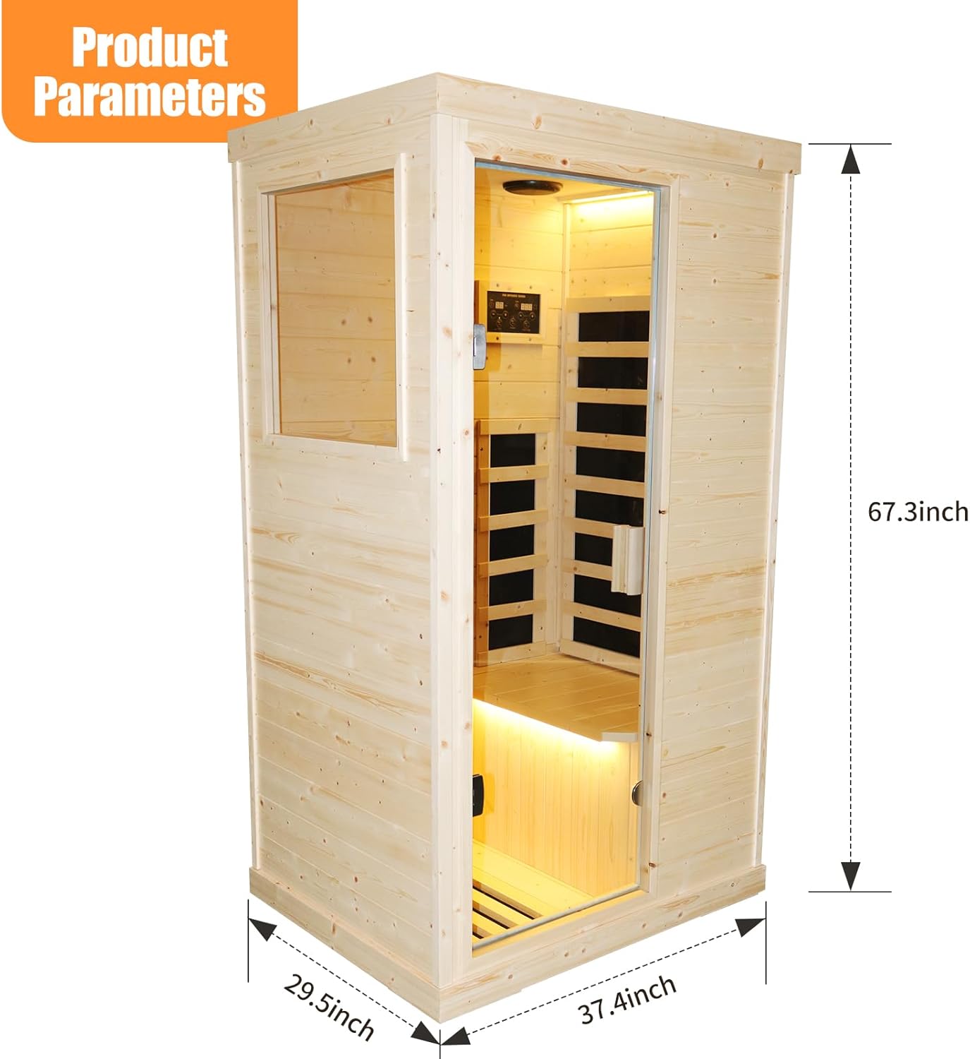 BYCDD Single Person Spruce Far Infrared Sauna Kit for Home with Wood Glass Design, Indoor Outdoor Saunas Box by Heating Method, Portable Steam Room Alternative,a