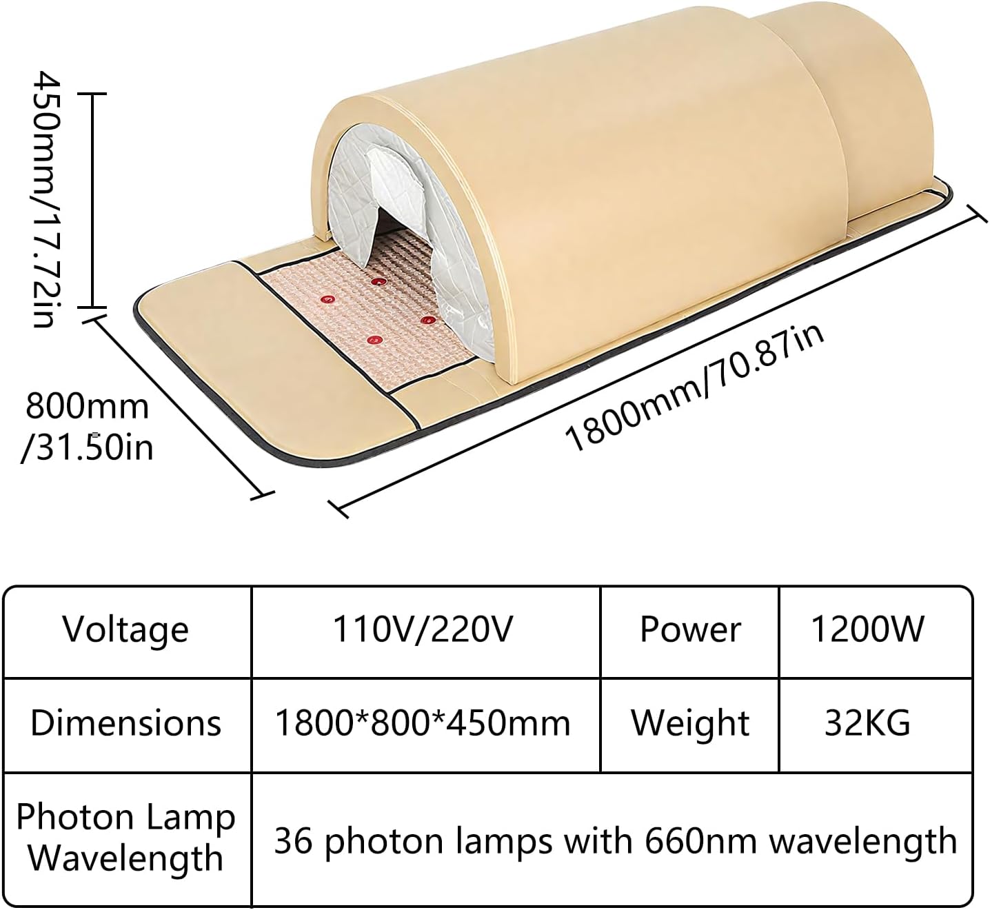 HNZXIB Far Infrared Dry Sauna for Personal Home Spa 360° Full-Body Sauna Dome Warming with Carbon Ceramic Heaters & Stones 10 Min Preheat, 1200W 110V 1 Person Zero EMFs
