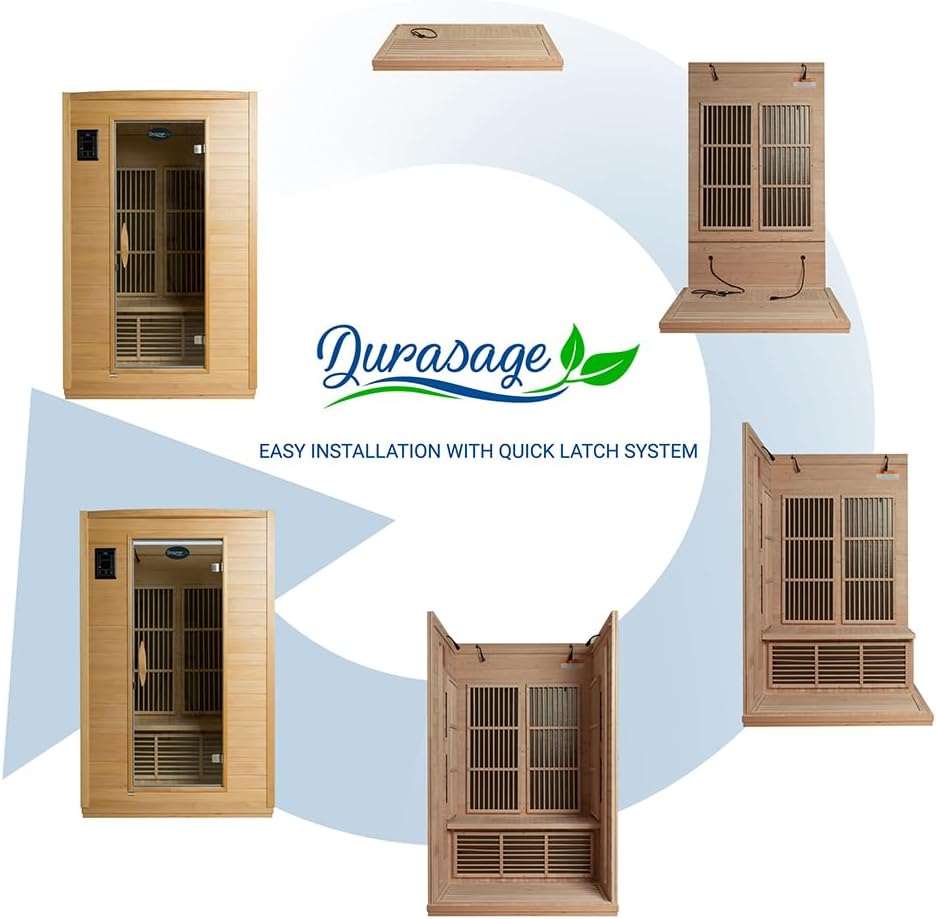 Durasage 2-Person Carbon Infrared Sauna - Canadian Hemlock Wooden Sauna - 1700 Watts - Premium Stereo Sound