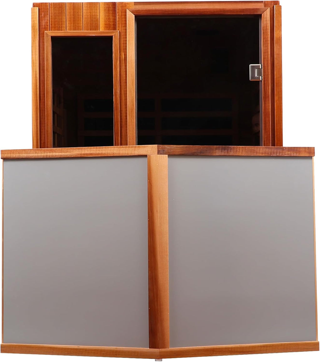 BYCDD 2 Person Far Infrared Sauna Kit by Heating Method for Home, Solid Wood Indoor Outdoor Saunas Box with Steam Room Feature,a
