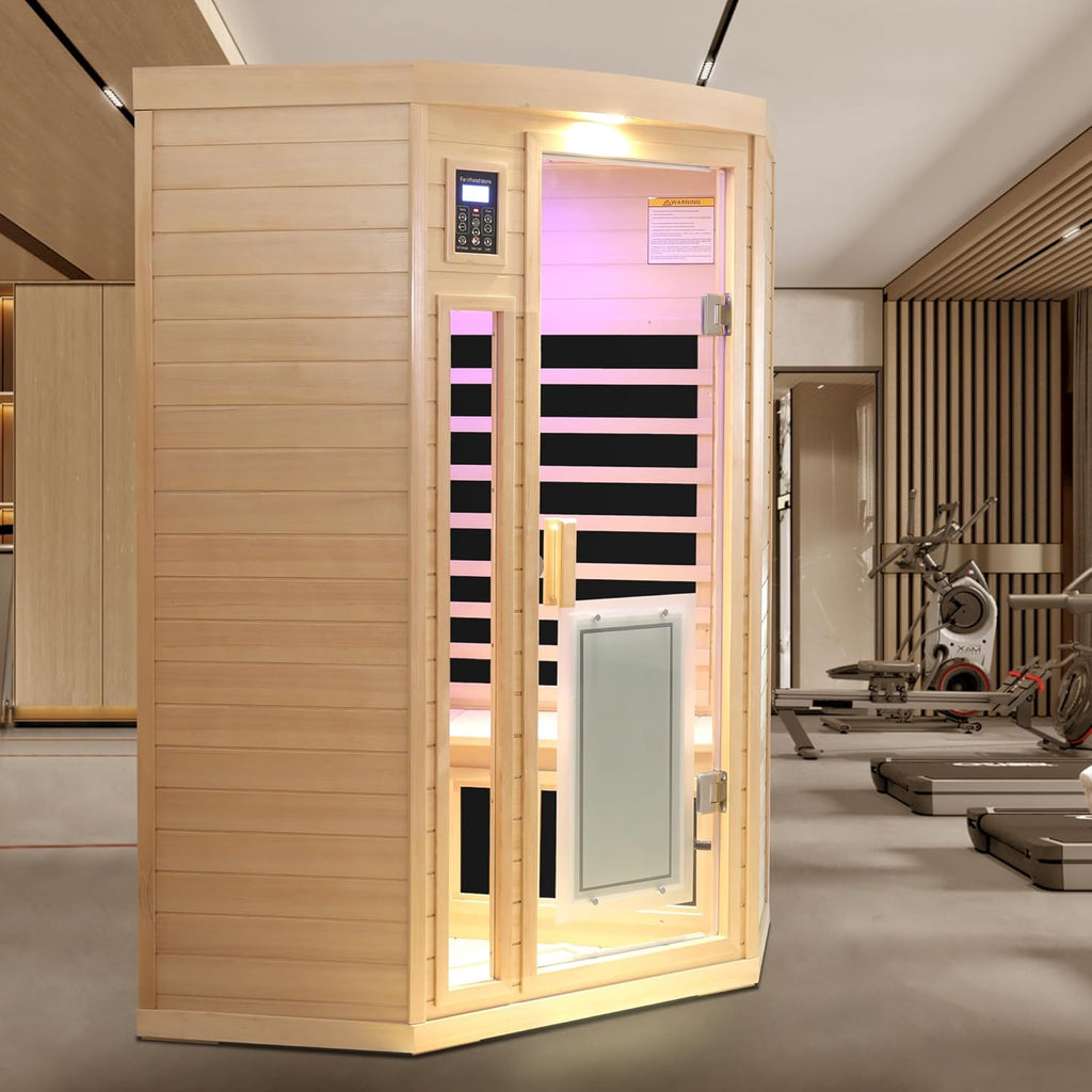 BYCDD 2 Person Hemlock Infrared Sauna Kit with Heating Panel for Home Indoor Outdoor Use, Solid Wood Steam Room Saunas Box,a