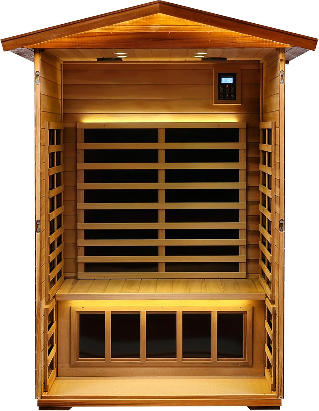 BYCDD 2 Person Far Infrared Sauna Kit by Heating Method for Home, Solid Wood Indoor Outdoor Saunas Box with Steam Room Feature,a