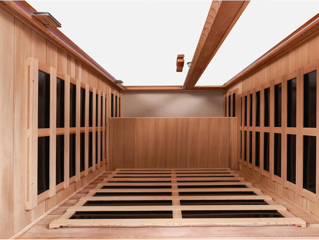 BYCDD 2 Person Far Infrared Sauna Kit by Heating Method for Home, Solid Wood Indoor Outdoor Saunas Box with Steam Room Feature,a