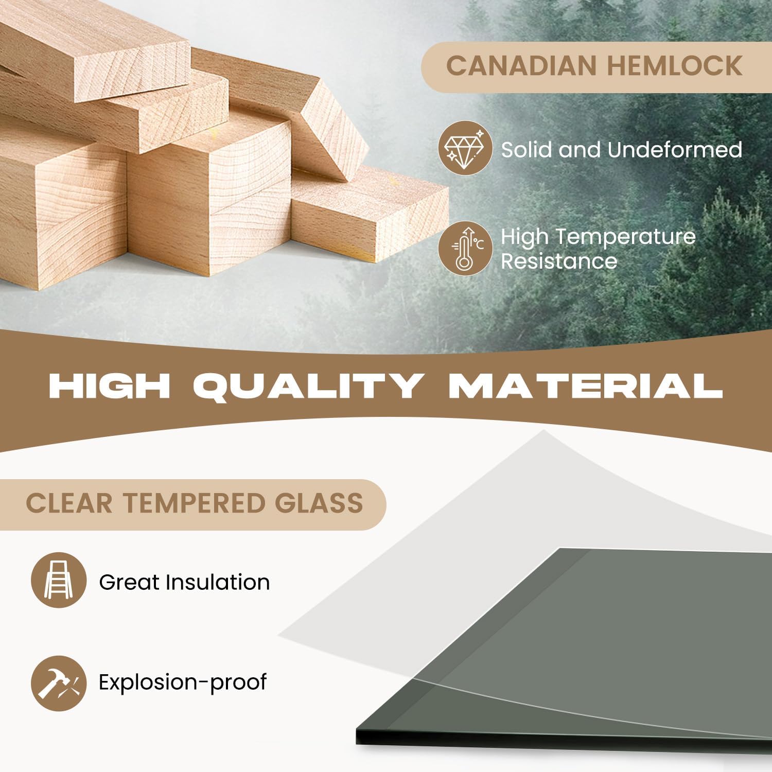 BNEHS Full Spectrum Infrared Sauna, 2 Person Wooden Sauna for Home, Indoor Dry Saunas with 5 Carbon Panels and 1 Carbon Tube, Oxygen Bar and 7 Color Light Strips, Canadian Hemlock,110V