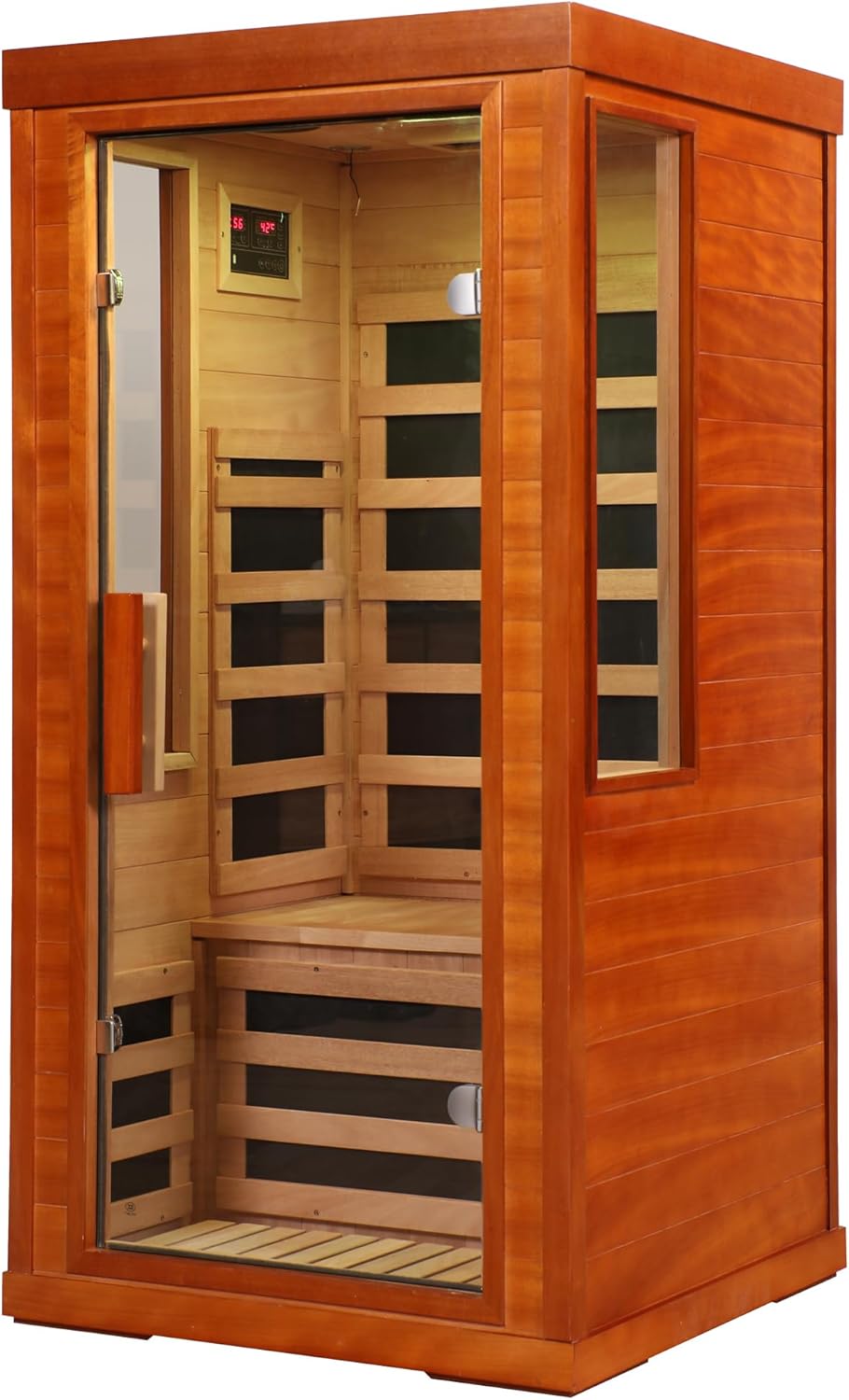 BYCDD 1 Person Far Infrared Sauna Kit by Heating Method for Home, Solid Wood Indoor Outdoor Saunas Box with Steam Room Feature, Portable Home Sauna,a
