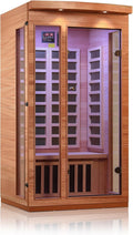 2 Person Low EMF Far Infrared Sauna Hemlock Wood 7 Led Light Therapy and Bluetooth Speaker Tempered Glass 120V/1380W Indoor Sauna Luxury Spa for House and Gym (2 Person)