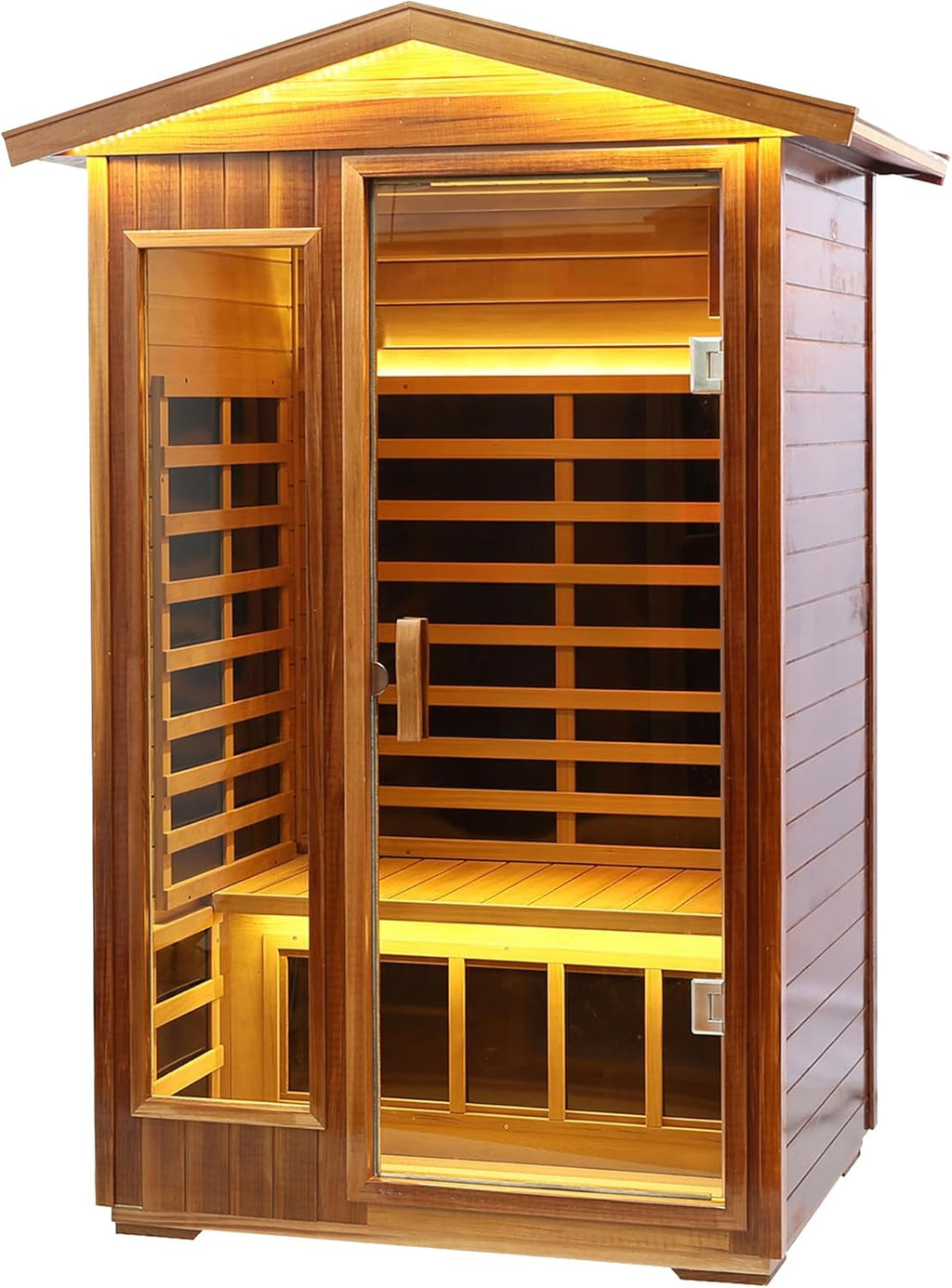 BYCDD 2 Person Far Infrared Sauna Kit by Heating Method for Home, Solid Wood Indoor Outdoor Saunas Box with Steam Room Feature,a