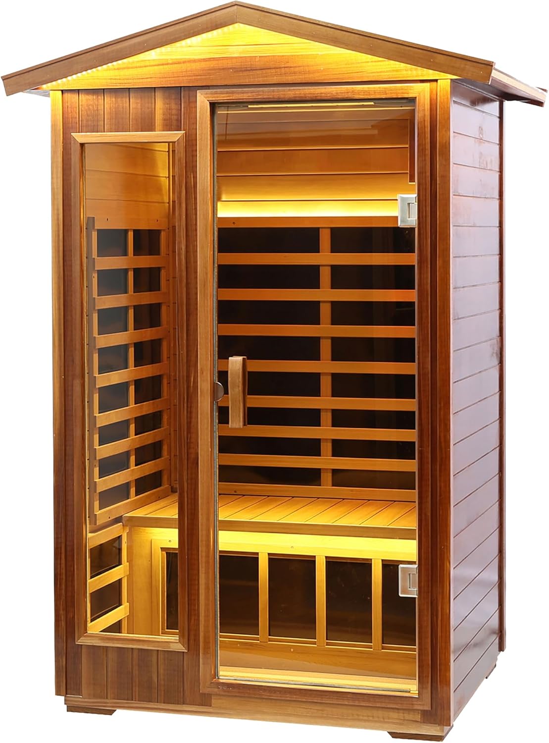 BYCDD 2 Person Far Infrared Sauna Kit by Heating Method for Home, Solid Wood Indoor Outdoor Saunas Box with Steam Room Feature,a