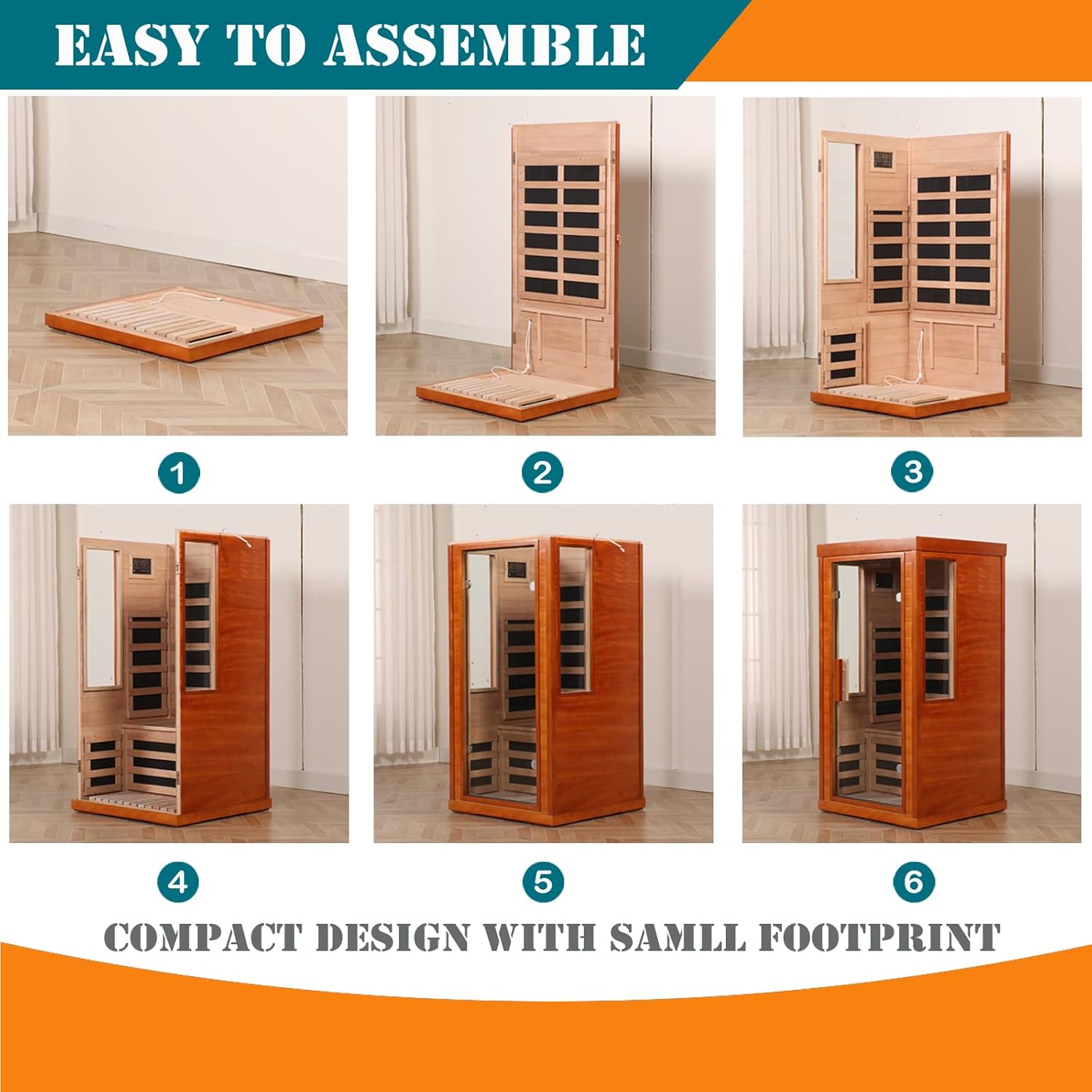 BYCDD 1 Person Far Infrared Sauna Kit by Heating Method for Home, Solid Wood Indoor Outdoor Saunas Box with Steam Room Feature, Portable Home Sauna,a