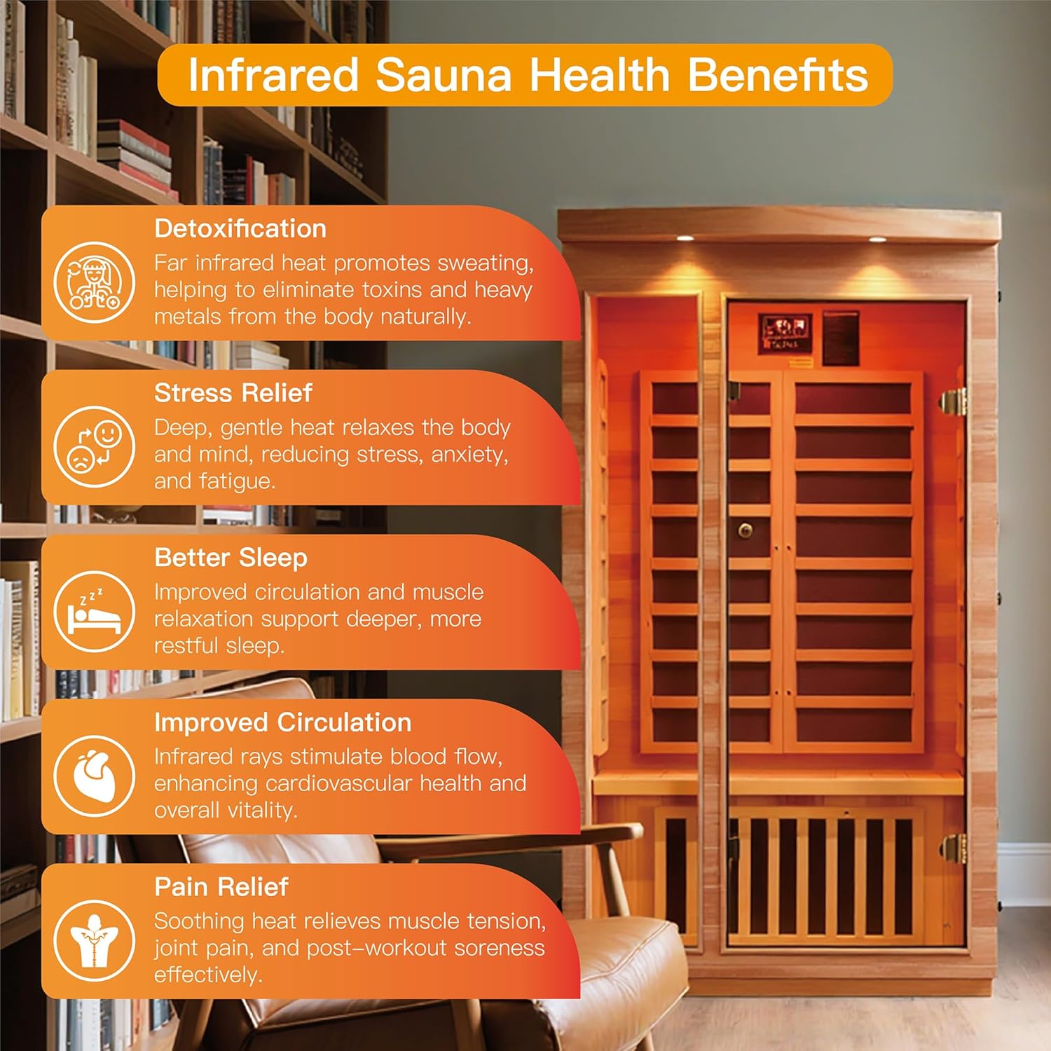 2 Person Low EMF Far Infrared Sauna Hemlock Wood 7 Led Light Therapy and Bluetooth Speaker Tempered Glass 120V/1380W Indoor Sauna Luxury Spa for House and Gym (2 Person)