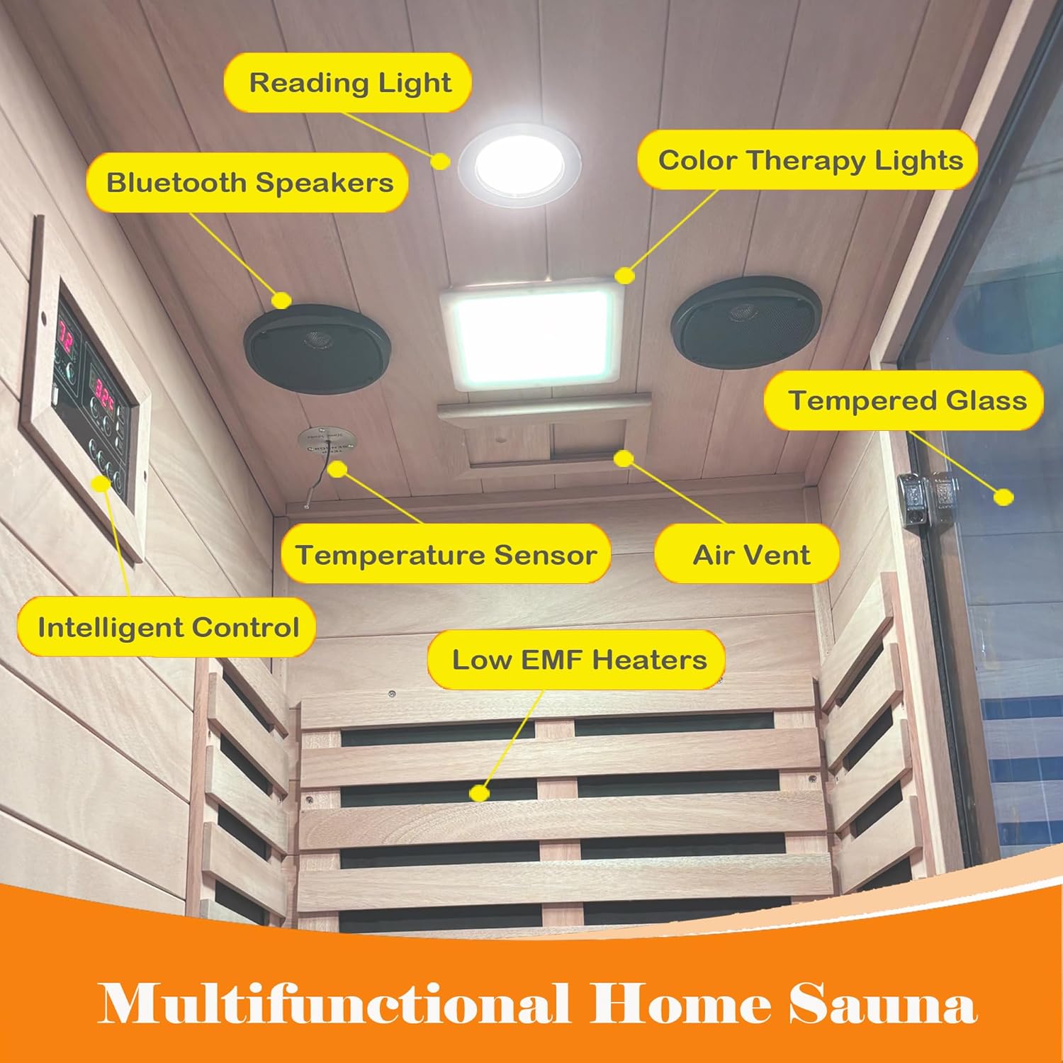 BYCDD 1 Person Far Infrared Sauna Kit by Heating Method for Home, Solid Wood Indoor Outdoor Saunas Box with Steam Room Feature, Portable Home Sauna,a