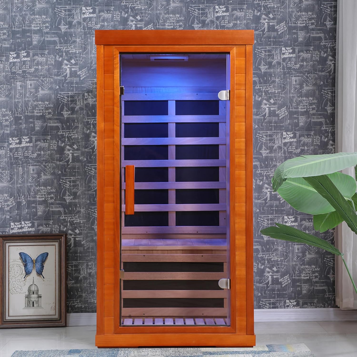 BYCDD 1 Person Far Infrared Sauna Kit by Heating Method for Home, Solid Wood Indoor Outdoor Saunas Box with Steam Room Feature, Portable Home Sauna,a