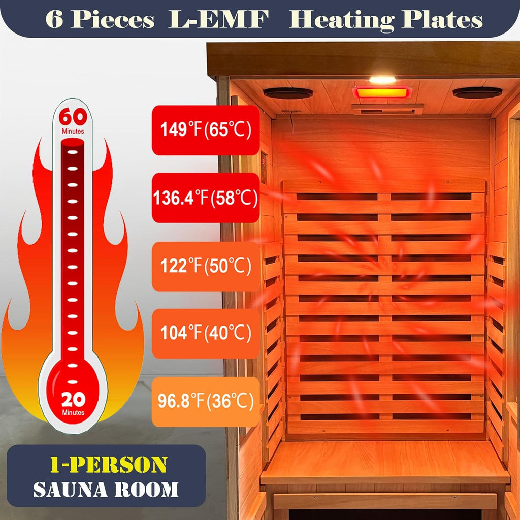 BYCDD 1 Person Far Infrared Sauna Kit by Heating Method for Home, Solid Wood Indoor Outdoor Saunas Box with Steam Room Feature, Portable Home Sauna,a