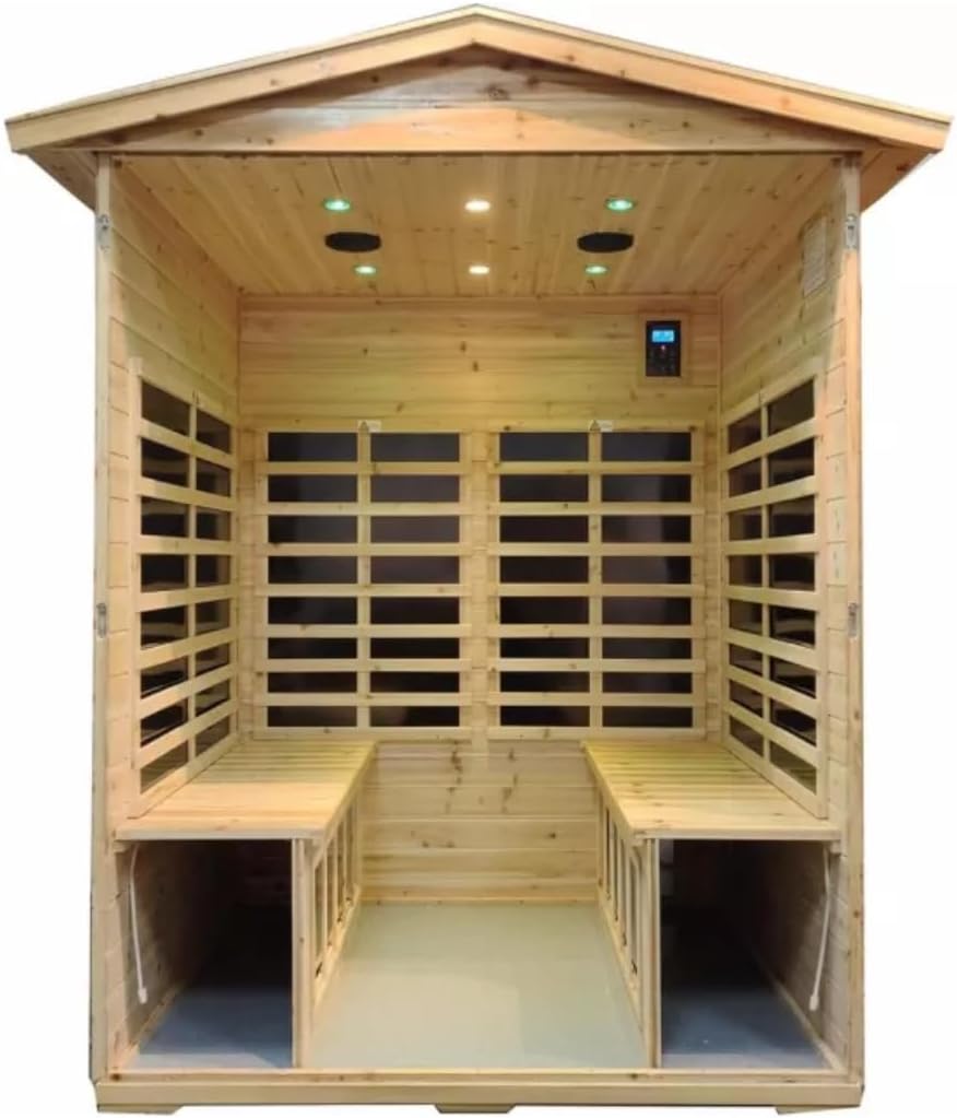 4-Person Outdoor 2050W Infrared Sauna with Bluetooth & LED Lighting